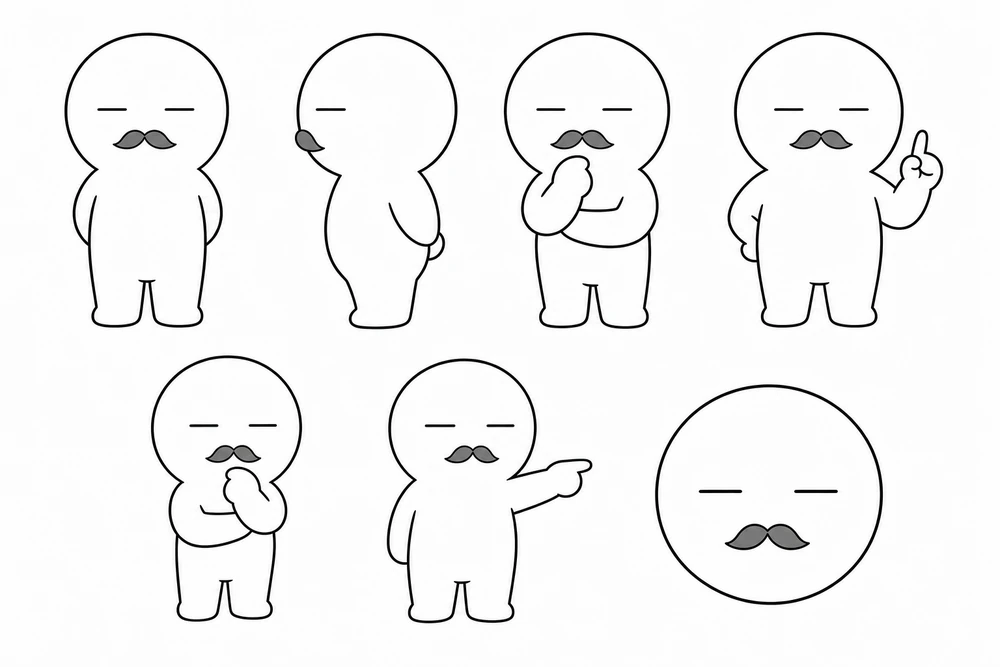 ヒゲオヤジの全身と表情