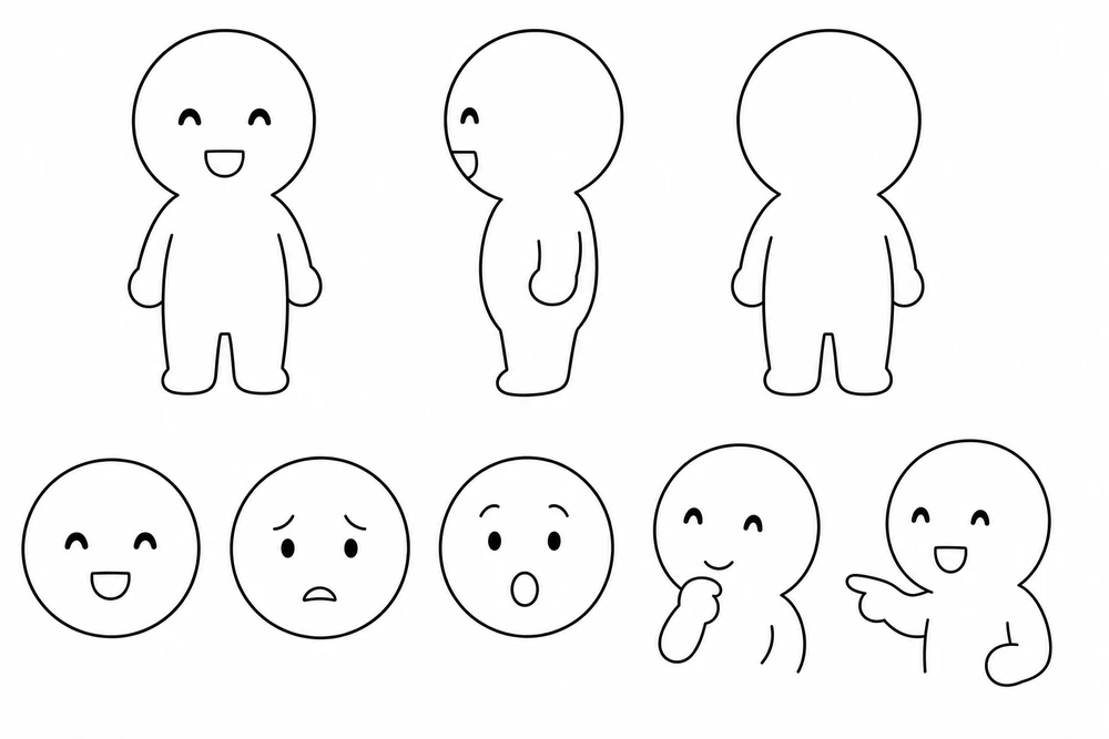 マルオの全身と表情