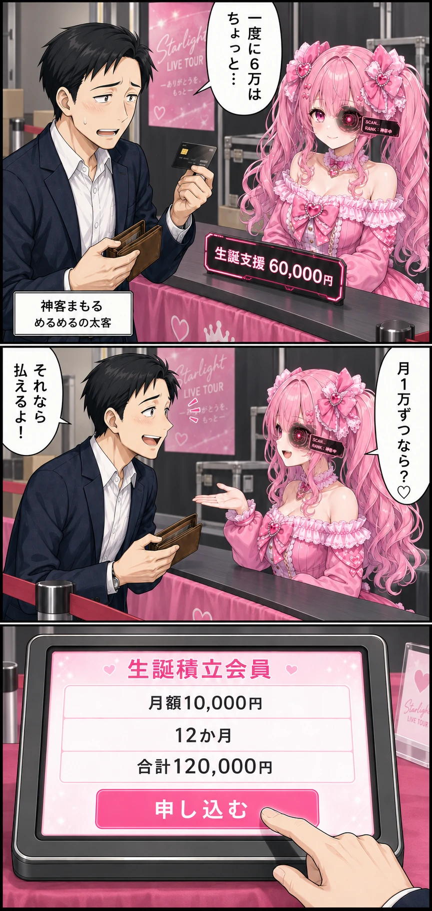 めるめる 第16話 生誕祭を12回払いにする 1ページ